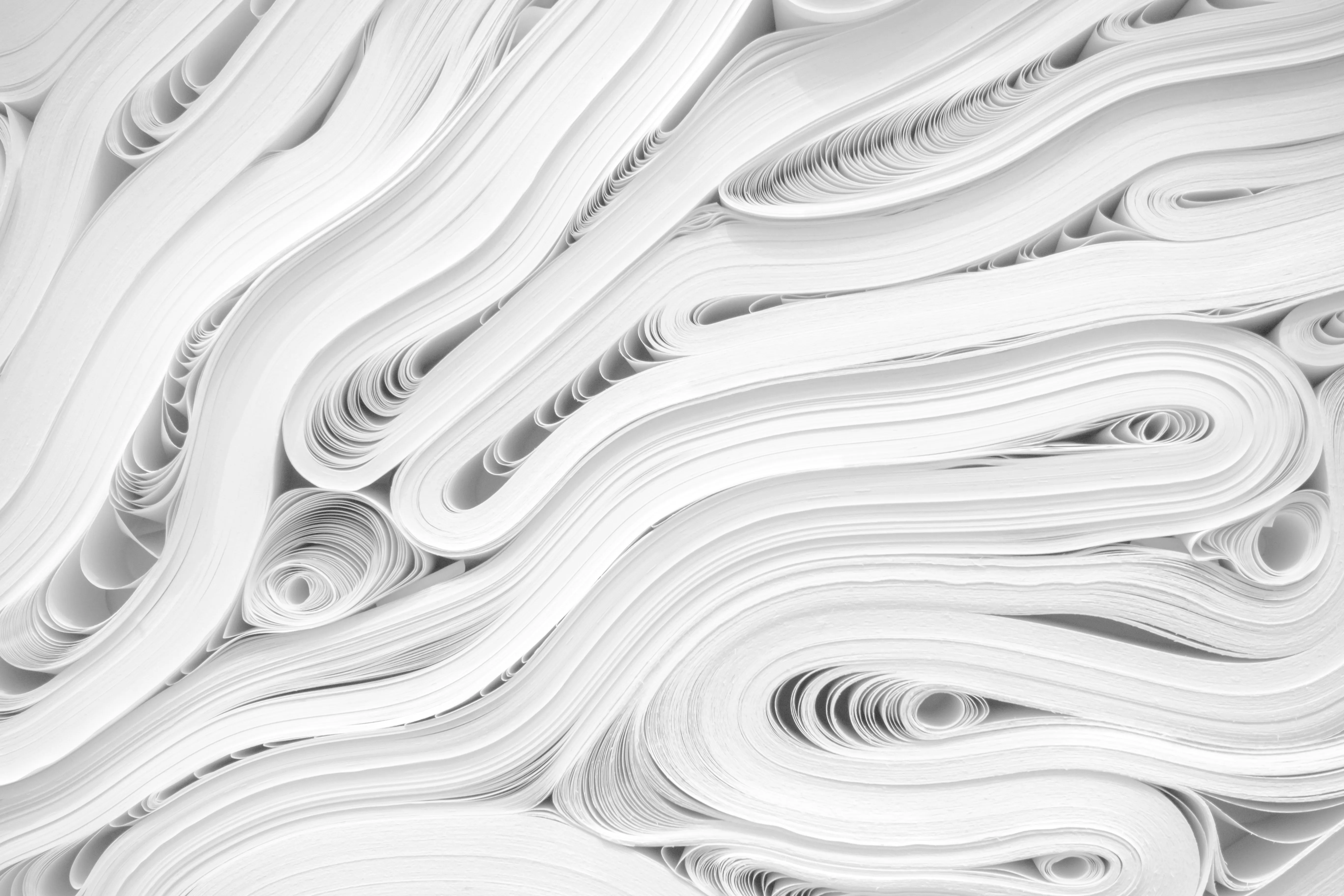 A lot of paper folded in a way that looks like clothing